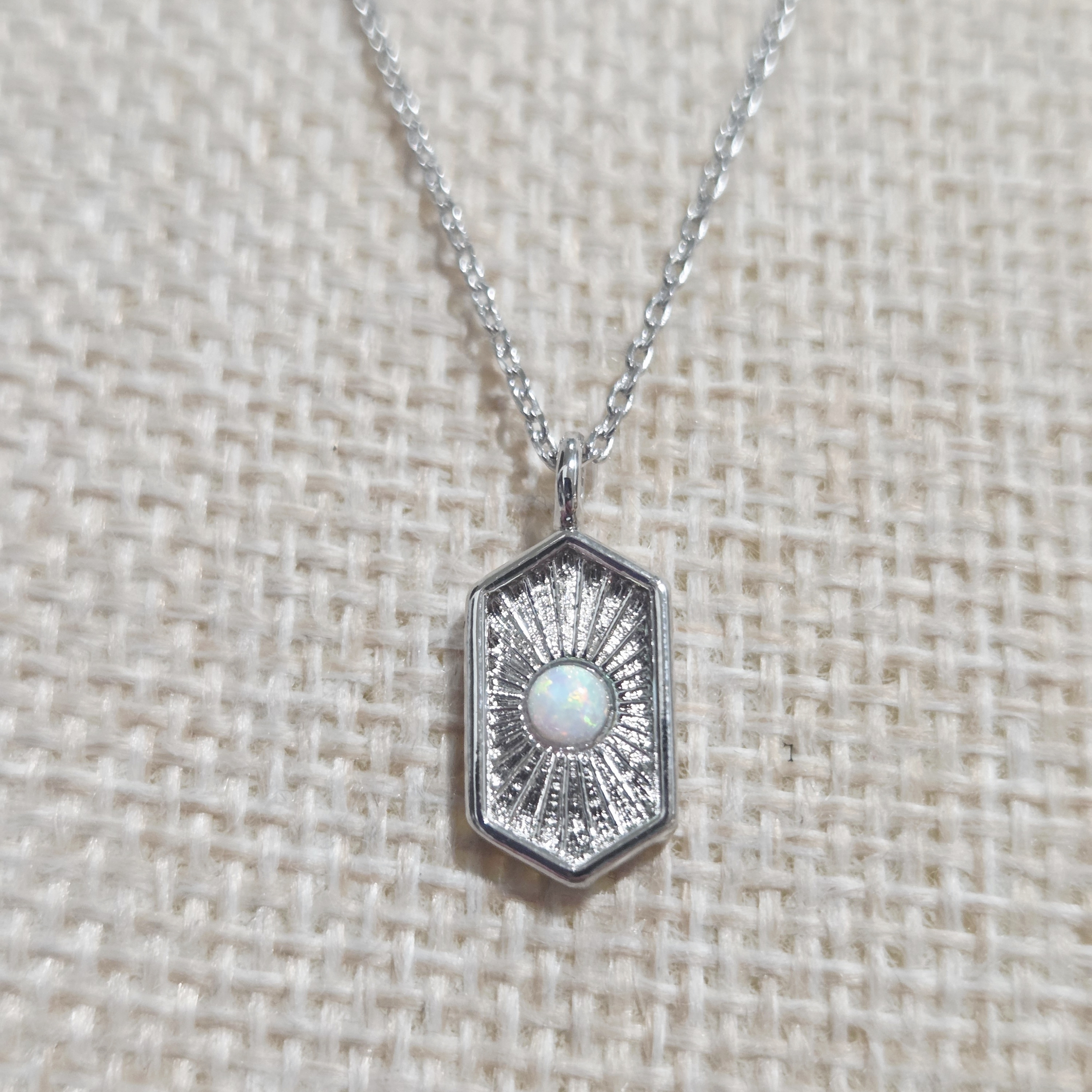 Dainty Opal Sunrise Pendant Necklace